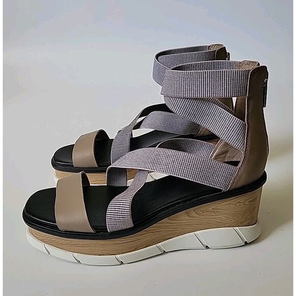 Sorel Joannie III Sport Strap Platform Wedge Sandals Gray Open Toe - Picture 3 of 14
